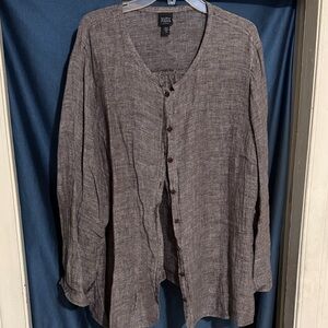 Eileen Fisher Heather Brown Button-Front Cardigan